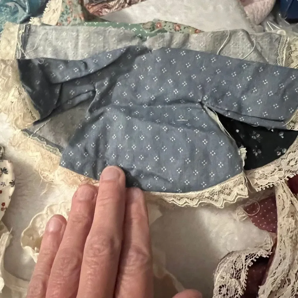 Clothes Pin Doll Making Supplies Fabric Shirts Pants Hair‎ Partially Complete